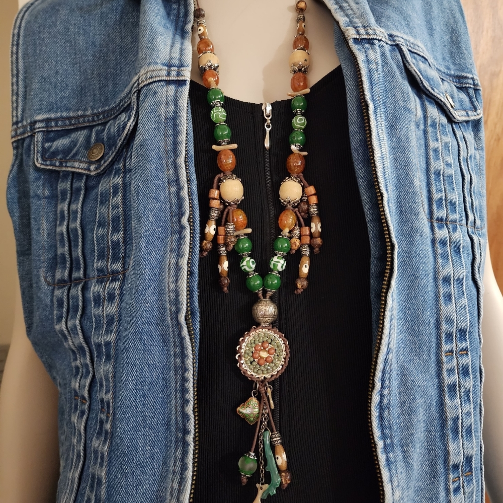 Gorgeous bohemian style long vintage necklace